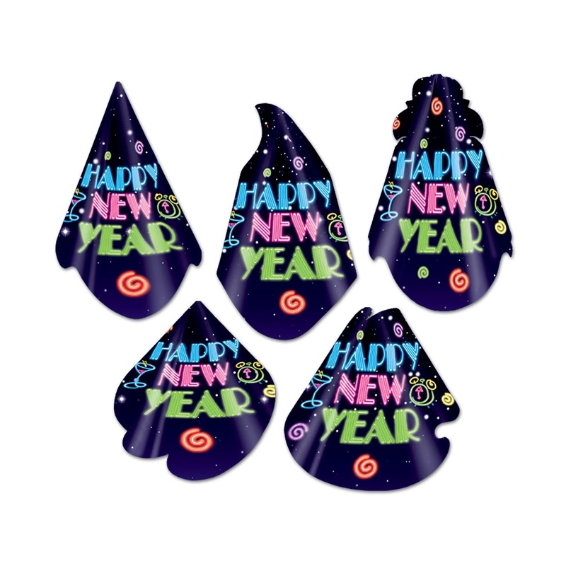 50 Pack Beistle Neon Midnight New Year's Eve Party Hats