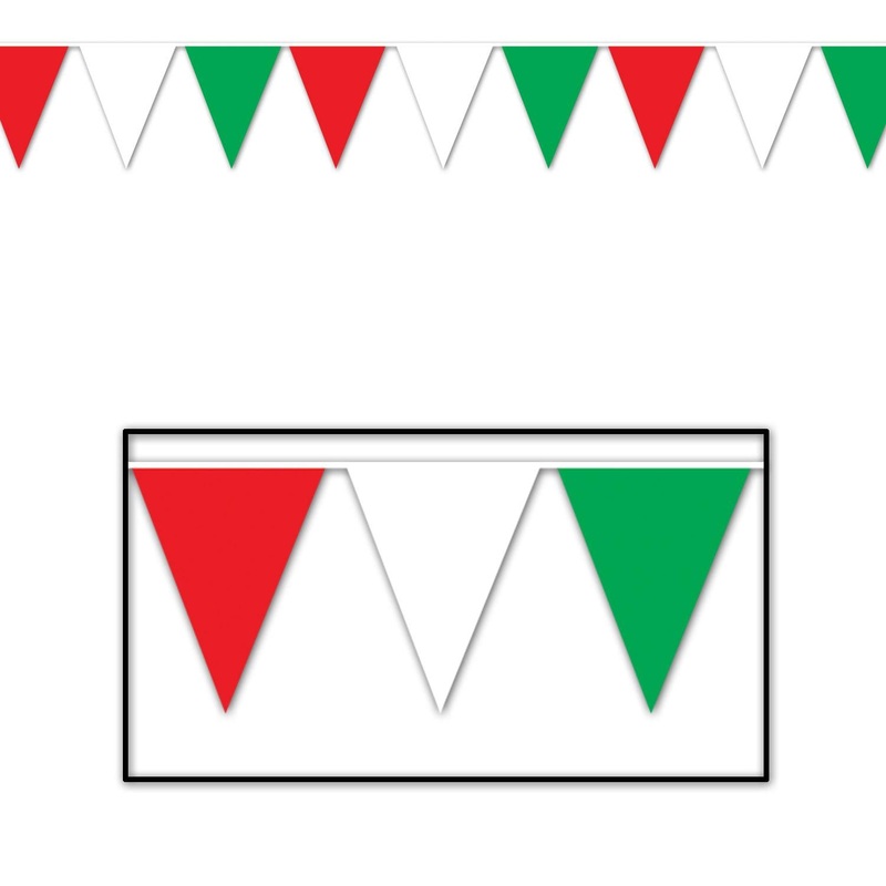 12 Pack Beistle 120 ft. Red - White/Green Party Pennant Banner