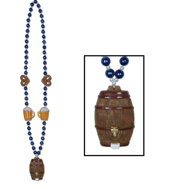 12 Pack Beistle Oktoberfest Bead Necklaces with Keg Medallion