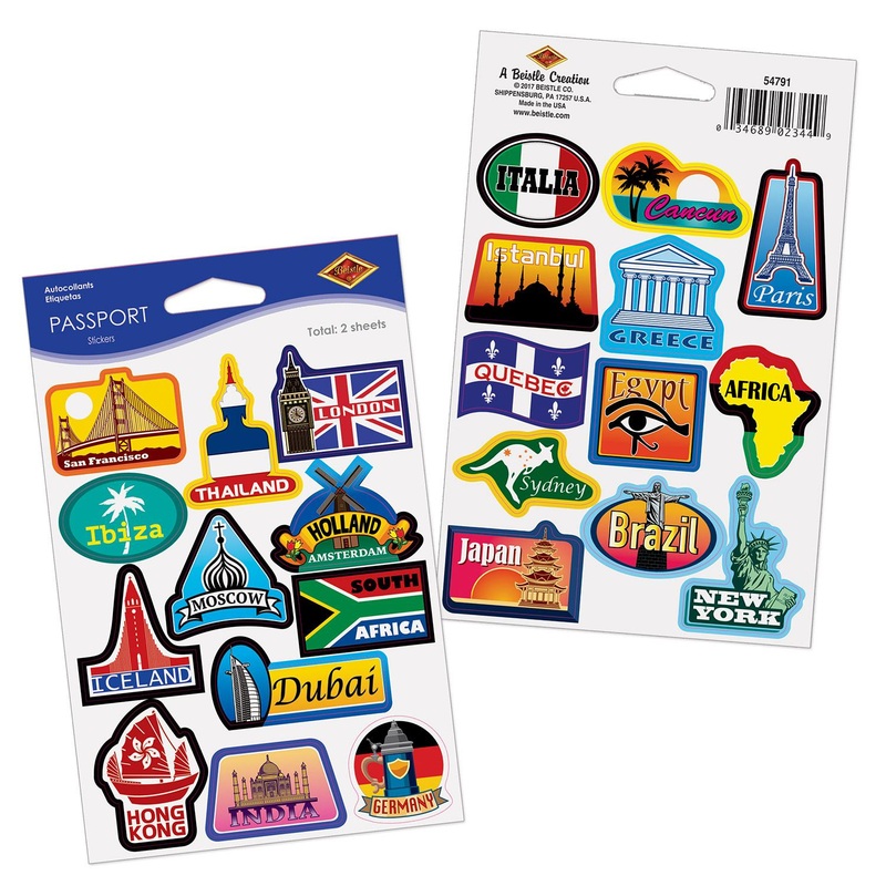 24 Pack Beistle Passport Party Stickers