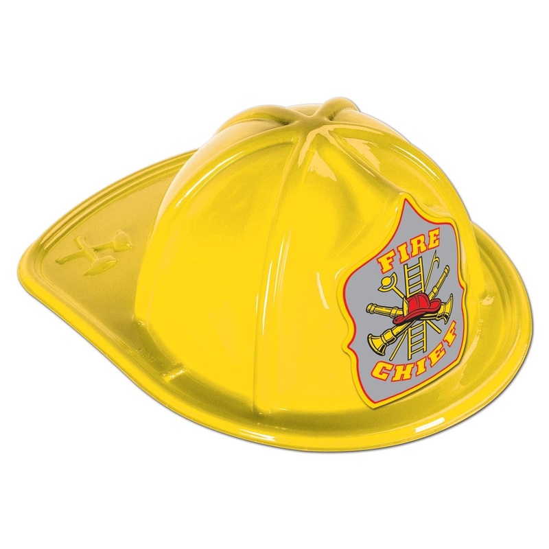 48 Pack Beistle Party Costume Yellow Plastic Fire Chief Hat
