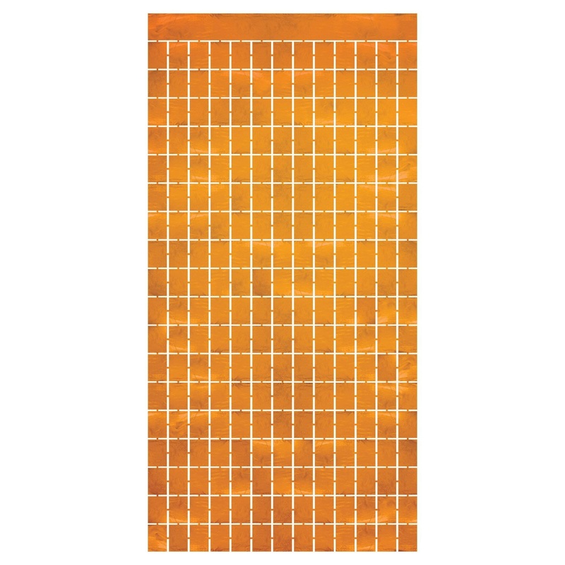 6 Pack Beistle Orange Metallic Party Square Curtain
