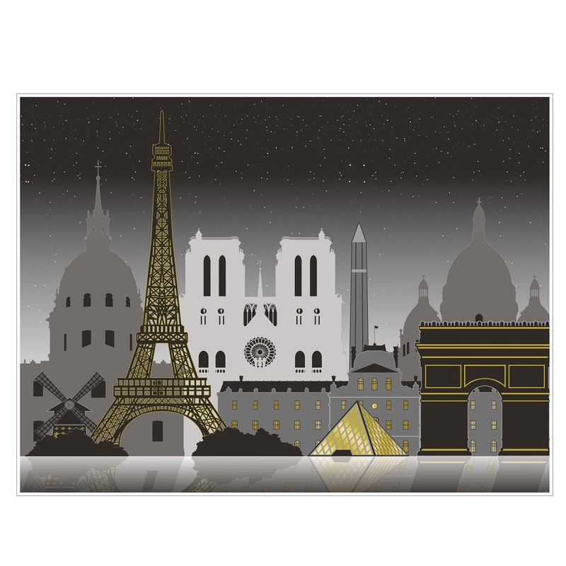 6 Pack Beistle Paris Cityscape Party Insta-Mural