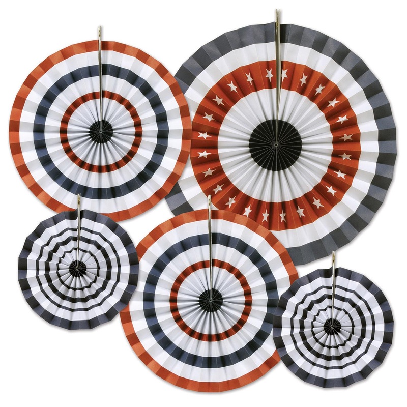 60 Piece Beistle Patriotic Accordion Party Paper Fans