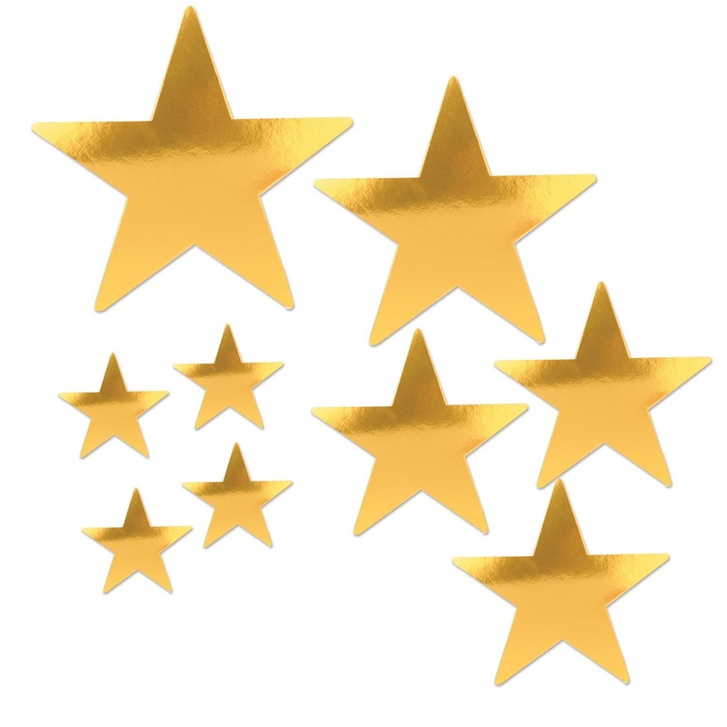 108 Pack Beistle Packaged Party Foil Star Cutouts gold
