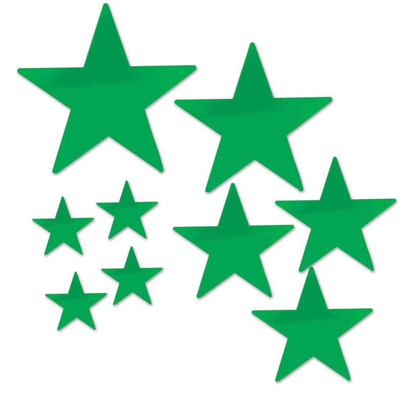 108 Pack Beistle Packaged Party Foil Star Cutouts green