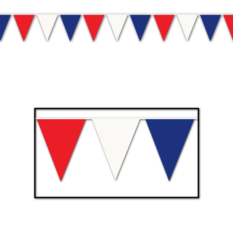 12 Pack Beistle 30 ft.- Red - White/Blue Party Pennant Banner