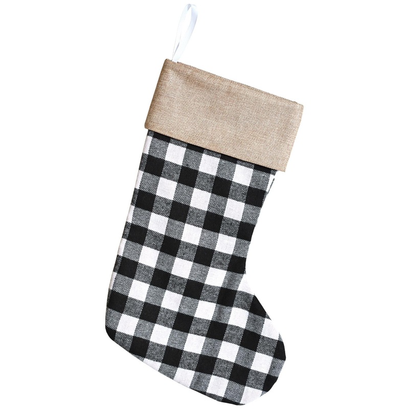12 Pack Beistle Christmas Black and White Plaid Stocking