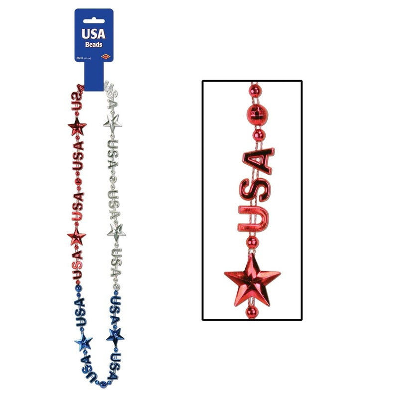 12 Pack Beistle USA Party Bead Necklaces