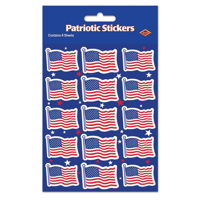 12 Packs Beistle U S Flag Party Stickers 4/Pack