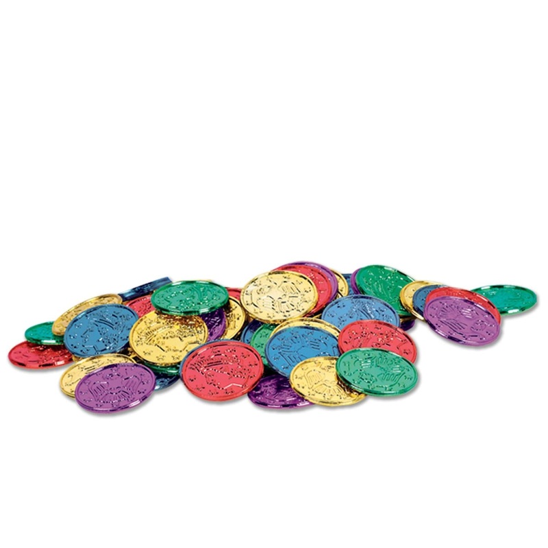 1200 Pack Beistle Plastic Party Coins - Asst colors
