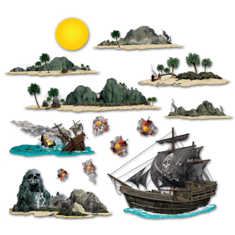 168 Piece Beistle Pirate Party Ship/Island Props