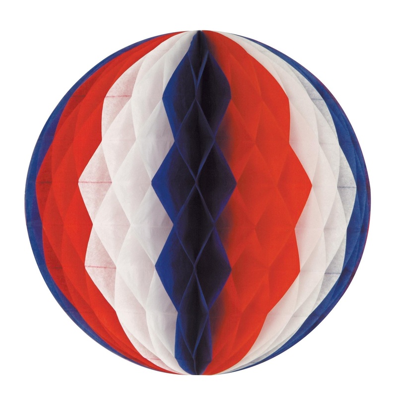 24 Pack Beistle 12 Inch- Tissue Party Ball - red - white - blue