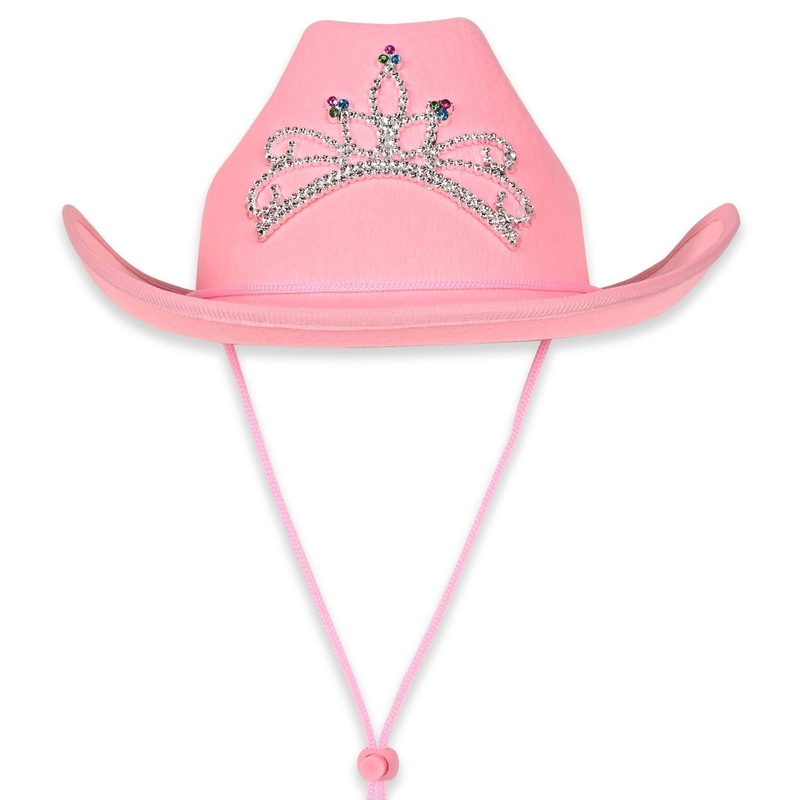 6 Pack Beistle Pink Felt Cowgirl Hat with Tiara