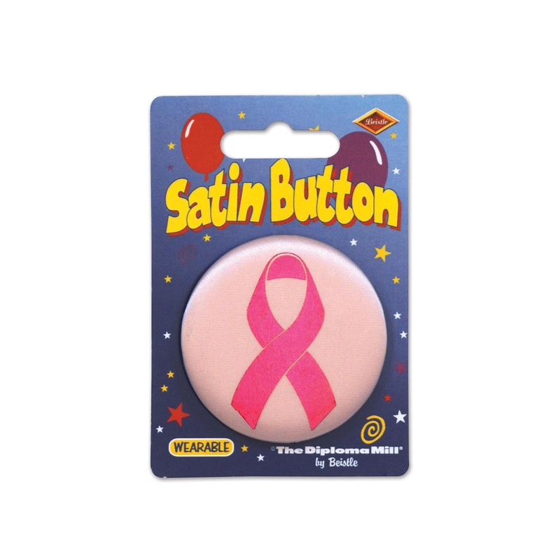 6 Pack Beistle Pink Ribbon Satin Button
