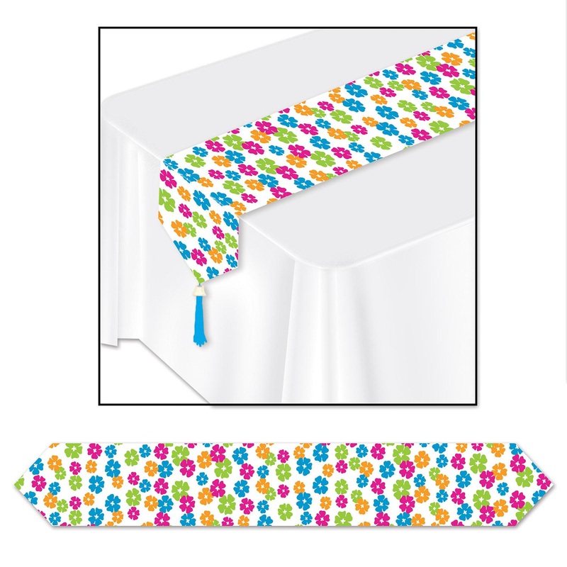 12 Pack Beistle Luau Party Printed Hibiscus Paper Table Runner