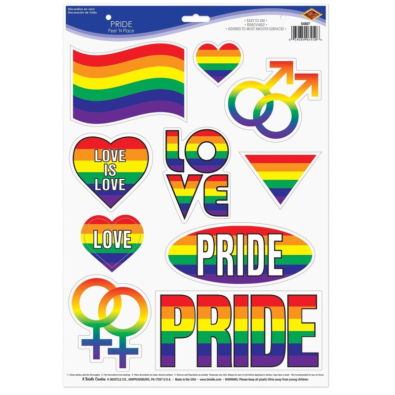 12 Pack Beistle Pride Peel 'N Place Cling Sheets