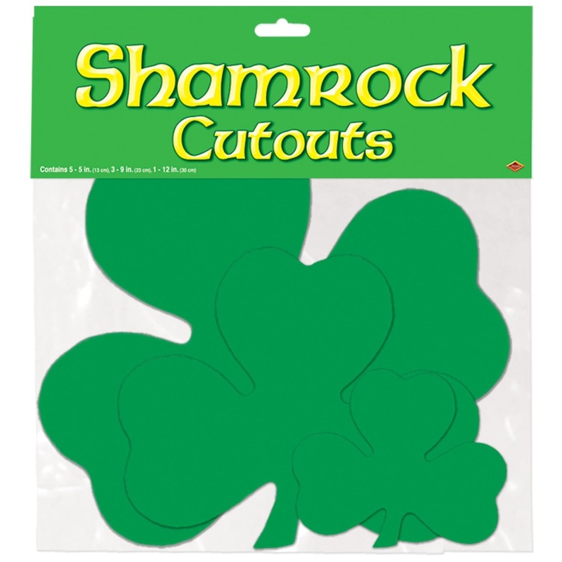 216 Piece Beistle St. Patrick's Day Packaged Printed Shamrock Cutouts