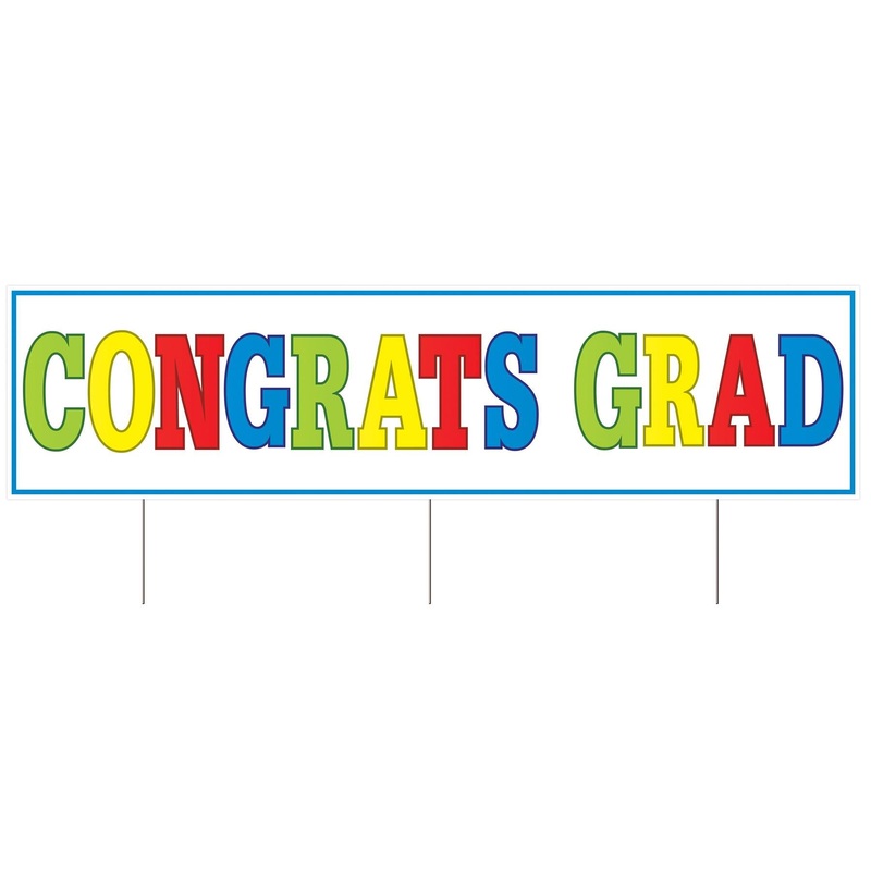 6 Pack Beistle Plastic Jumbo Congrats Grad Graduation Party Yard Sign