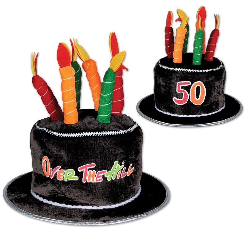 6 Pack Beistle Plush 50 Over The Hill Birthday Cake Hat