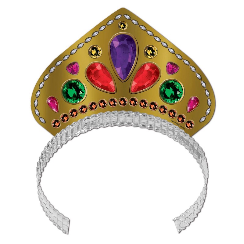 72 Pack Beistle Mardi Gras Printed Jeweled Tiara