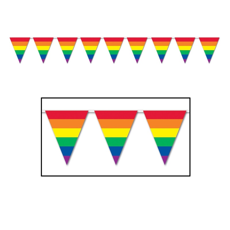 12 Pack Beistle 12 ft. Rainbow Stripes Party Pennant Banner