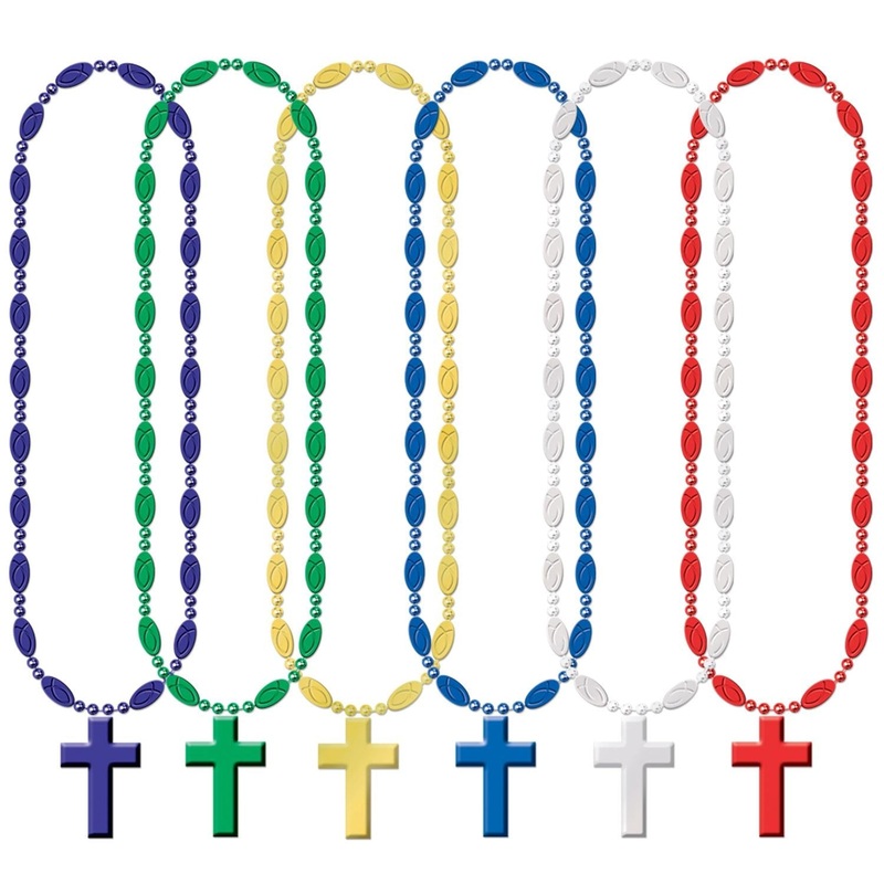 12 Pack Beistle Religious Bead Necklaces
