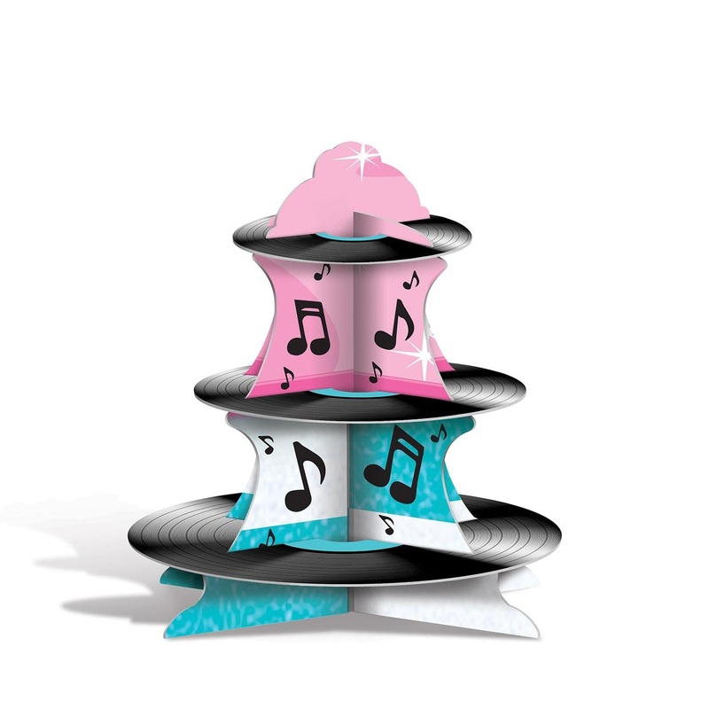12 Pack Beistle Rock/Roll Record Party Cupcake Stand