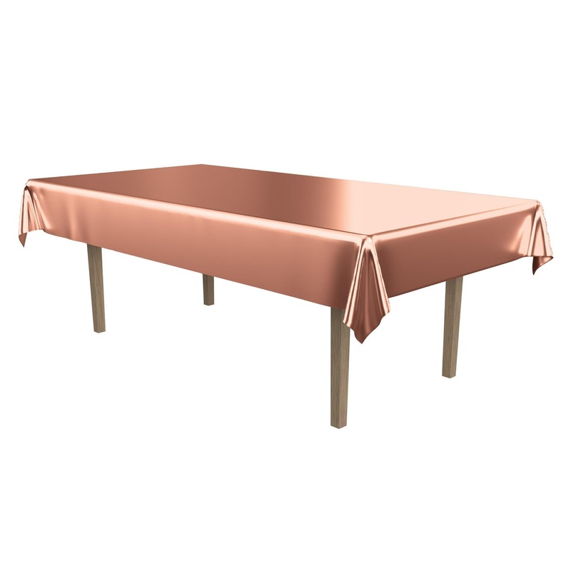 12 Pack Beistle Rose Gold Metallic Party Rectangular Tablecover