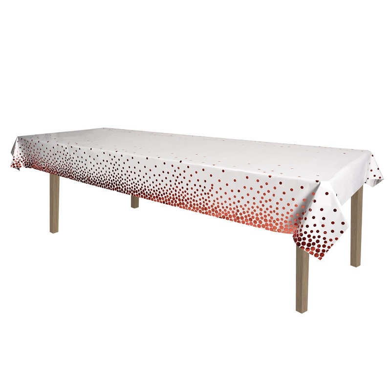 12 Pack Beistle Rose Gold Metallic Polka Dots Party Tablecover