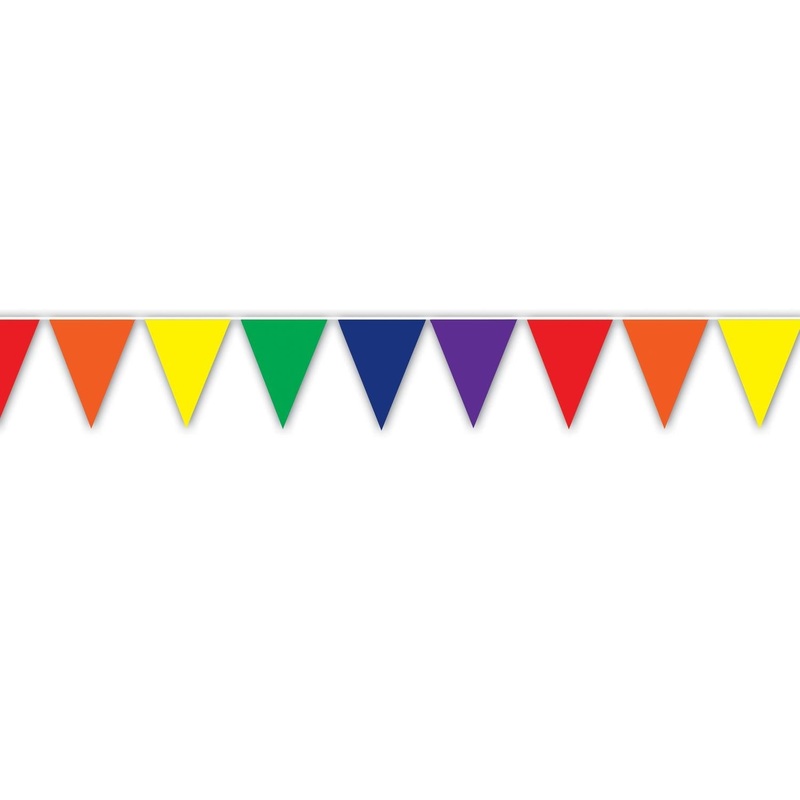 12 Pack Beistle Solid Rainbow Party Pennant Banner