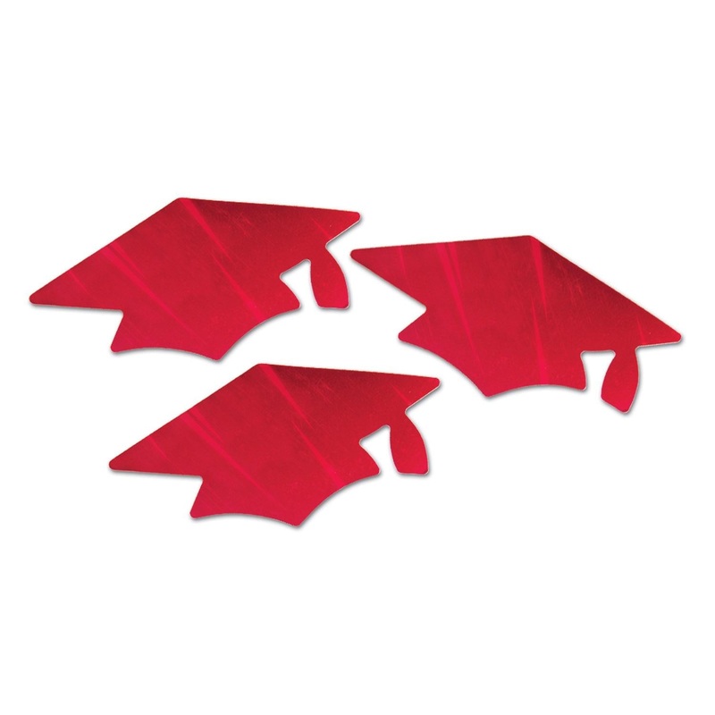 18 Pack Beistle Red Metallic Grad Cap Graduation Party Cutouts