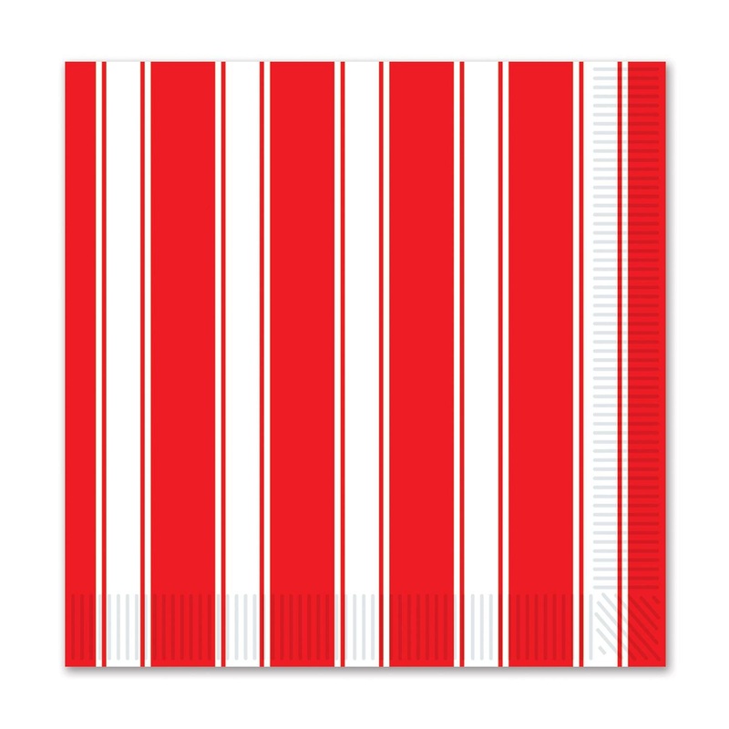 192 Pack Beistle Red/White Stripes Party Beverage Napkins