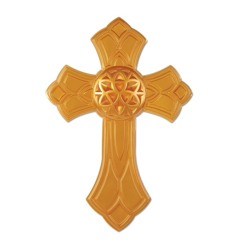 24 Pack Beistle Religious Theme Gold Plastic Party Cross
