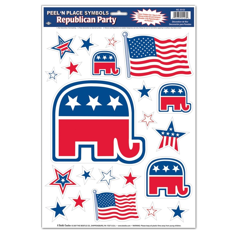 264 Piece Beistle Republican Peel 'N Place Clings
