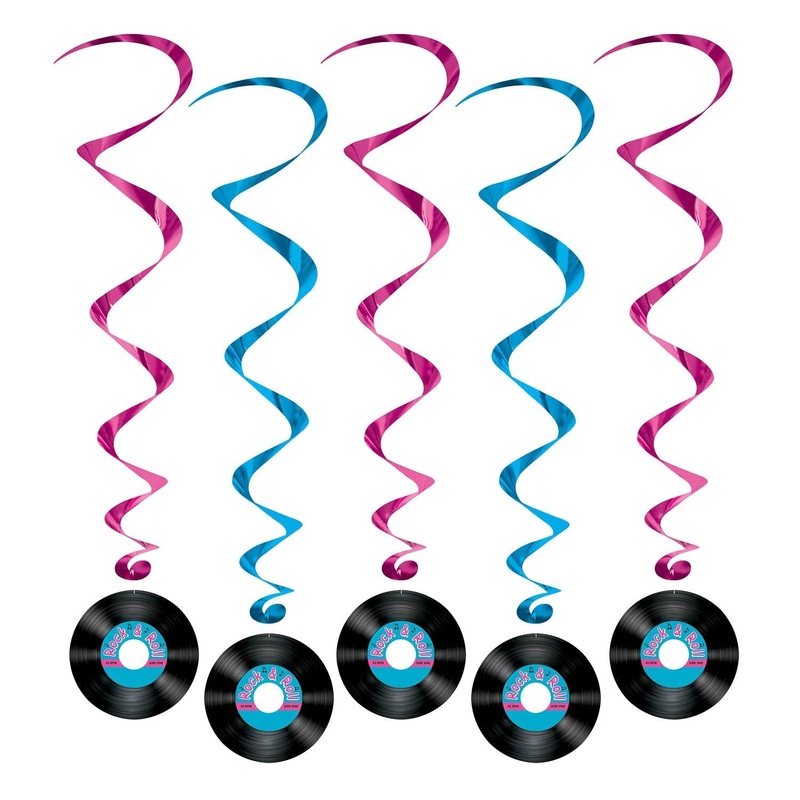 30 Piece Beistle Rock/Roll Record Party Whirls