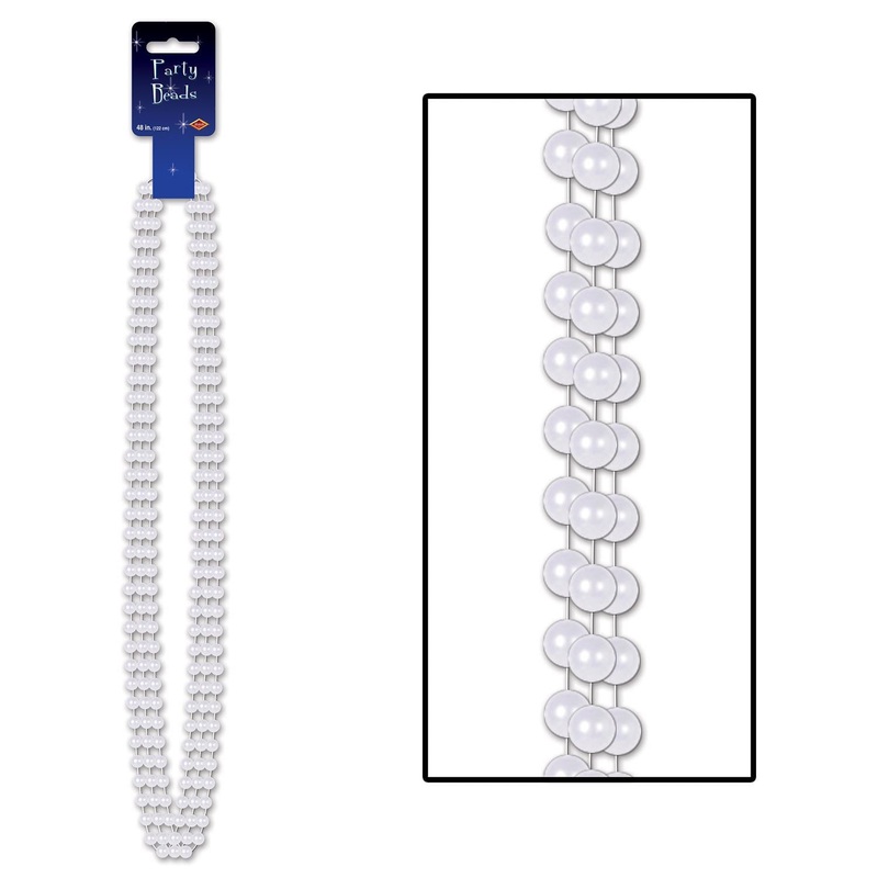 36 Pack Beistle Party Bead Necklaces - Large Round White