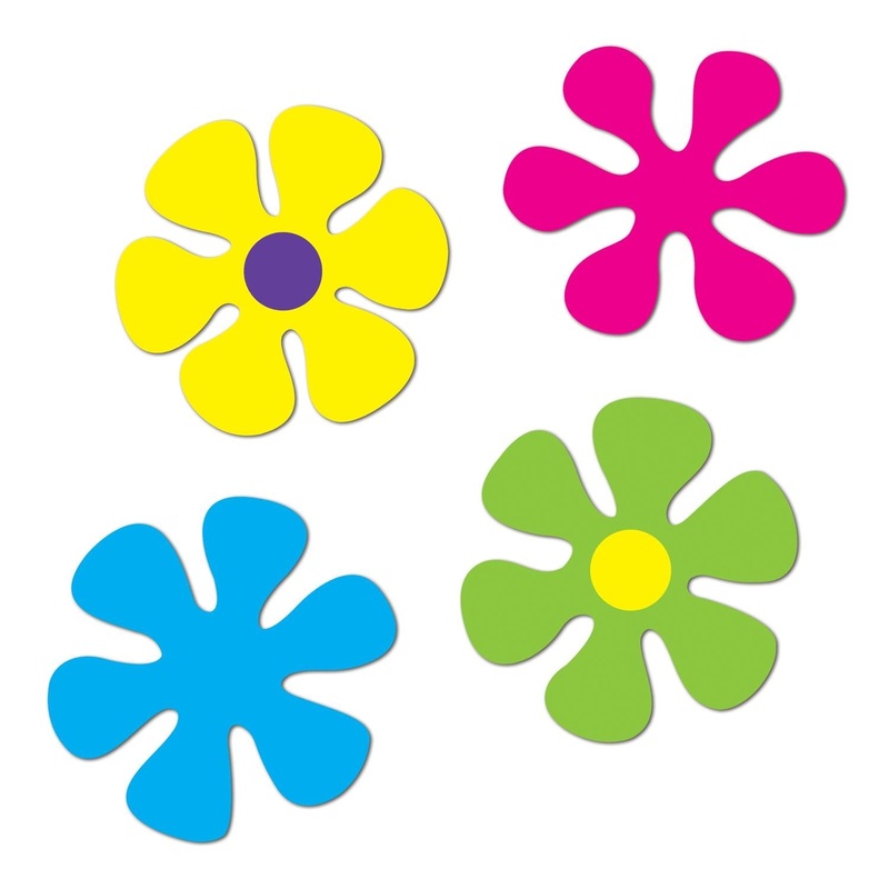 48 Pack Beistle Retro Flower Party Cutouts