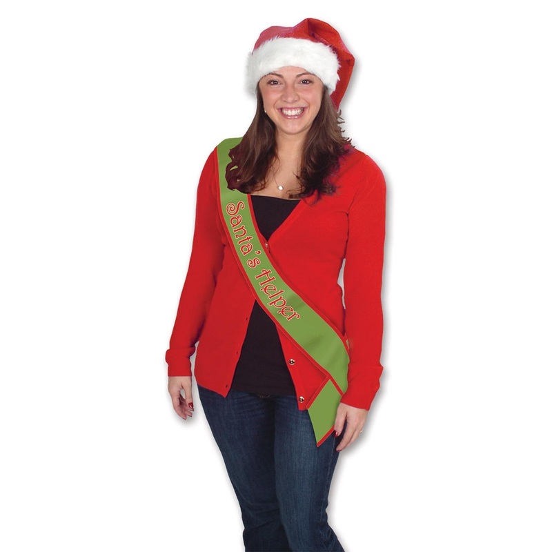 6 Pack Beistle Christmas Santa's Helper Satin Sash
