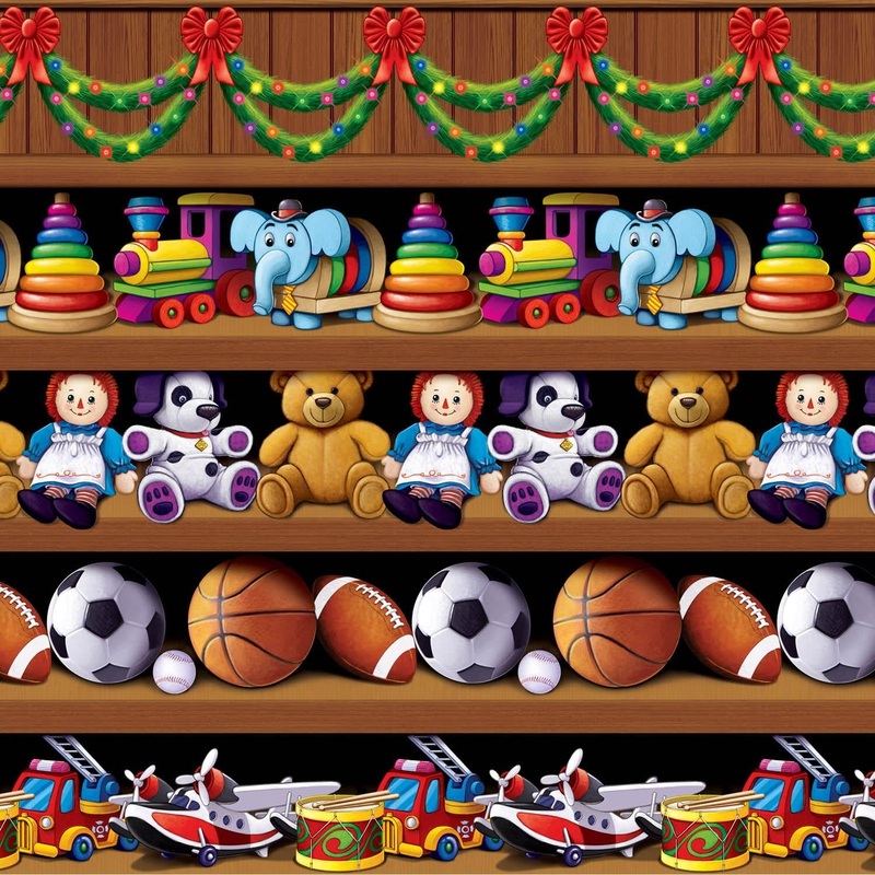6 Pack Beistle Christmas Santa's Workshop Backdrop