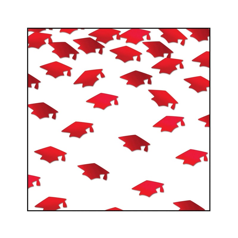 6 Pack Beistle Red Grad Caps Graduation Party Confetti (0.5 Oz/Pkg)