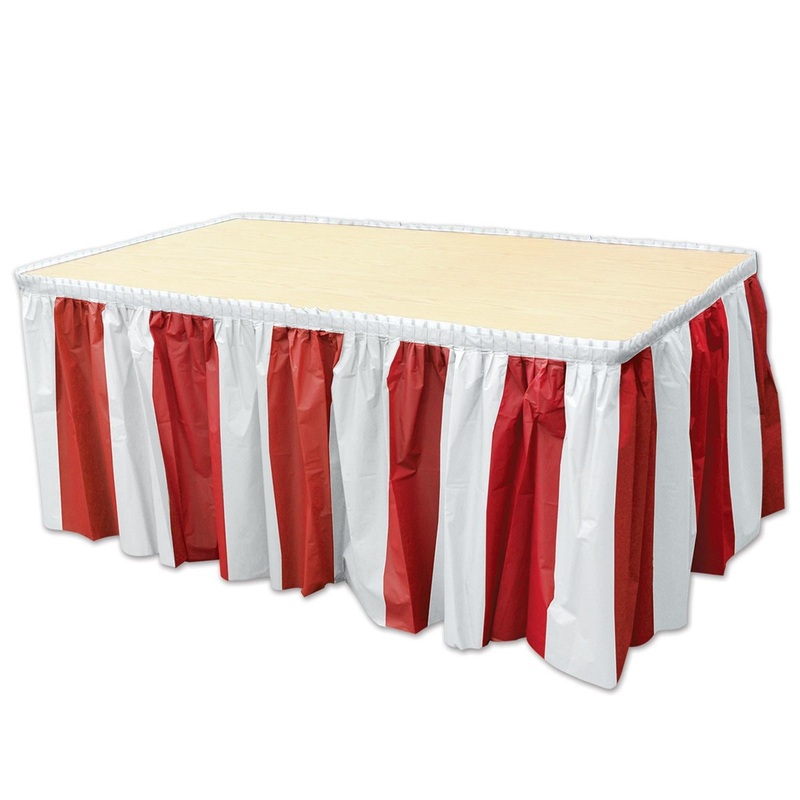 6 Pack Beistle Red/White Stripes Party Table Skirting