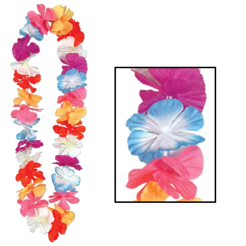 12 Pack Beistle Luau Party Silk 'N Petals Parti-Color Lei