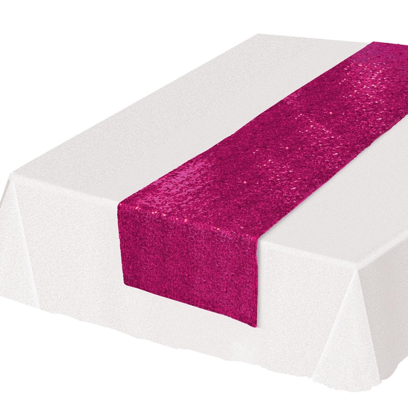 12 Pack Beistle Sequined Cerise Party Table Runner