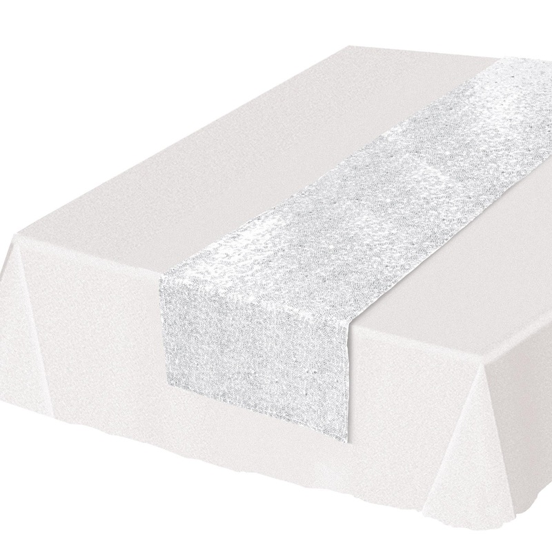 12 Pack Beistle Sequined White Party Table Runner