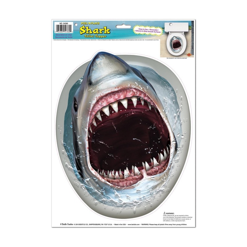 12 Pack Beistle Shark Party Theme Toilet Seat Cover Peel 'N Place Clings