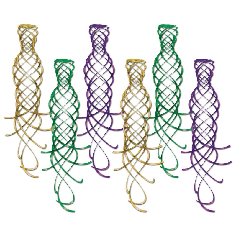 36 Piece Beistle Shimmering Party Whirls Asst gold - green - purple