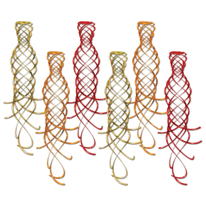 36 Piece Beistle Shimmering Party Whirls Asst gold - orange - red