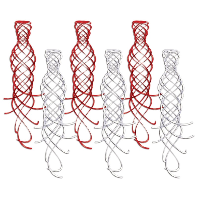 36 Piece Beistle Shimmering Party Whirls Asst red/white