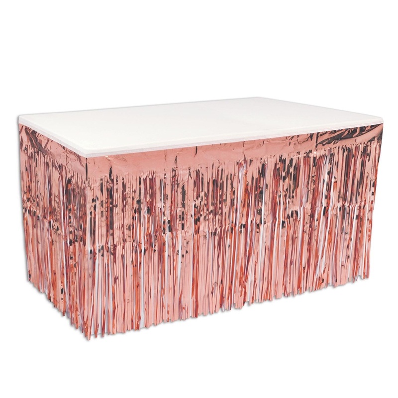 6 Pack Beistle Packaged 1-Ply Metallic Party Table Skirt - rose gold